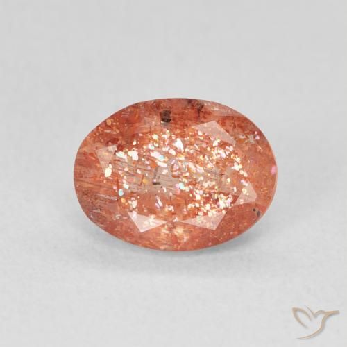 1.20ct Natürlicher Grapefruit-Orange Sonnenstein, Oval, Lichtdurchlässig
