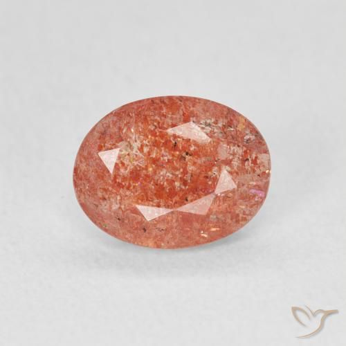 0.91ct Natürlicher rötlich-orange Sonnenstein, Oval, Lichtdurchlässig