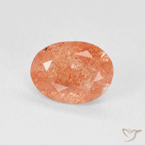 1.20ct Natürlicher rötlich-orange Sonnenstein, Oval, Lichtdurchlässig