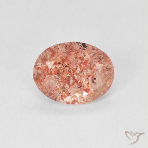 0.96ct Natürlicher Grapefruit-Orange Sonnenstein, Oval, Lichtdurchlässig