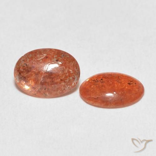 1.58 ct natürliche rötlich-orange Sonnenstein-Edelsteine, Oval, Lichtdurchlässig