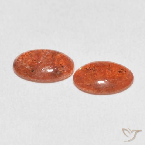 1.58 ct natürliche rötlich-orange Sonnenstein-Edelsteine, Oval, Lichtdurchlässig