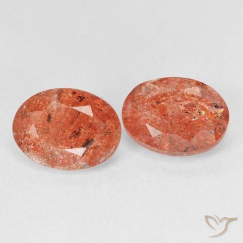 2.40 ct natürliche rötlich-orange Sonnenstein-Edelsteine, Oval, Lichtdurchlässig