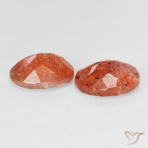 2.40 ct natürliche rötlich-orange Sonnenstein-Edelsteine, Oval, Lichtdurchlässig