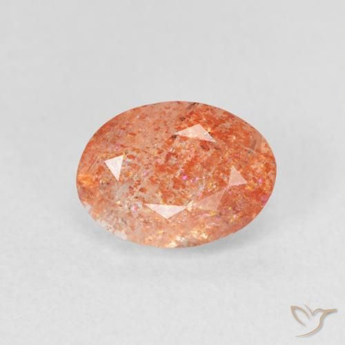 1.20ct Natürlicher Medium Light-Orange Sonnenstein, Oval, Lichtdurchlässig