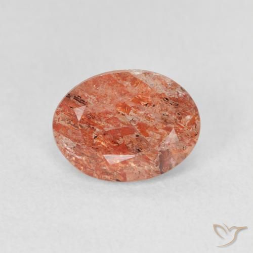 1.23ct Natürlicher rötlich-orange Sonnenstein, Oval, Lichtdurchlässig