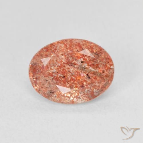 1.31ct Natürlicher rötlich-orange Sonnenstein, Oval, Lichtdurchlässig