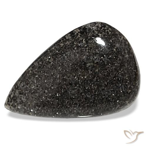 34.68ct Schwarzer Sonnenstein, Birnenform, Lichtdurchlässig