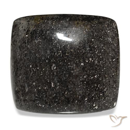 38.66ct Schwarzer Sonnenstein, Kissen, Lichtdurchlässig
