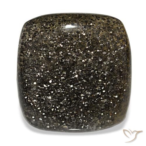 31.17ct Schwarzer Sonnenstein, Kissen, Lichtdurchlässig