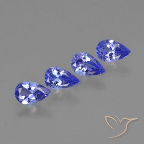 1.67 ct natürliche Tiefviolettes Blau Tansanit-Edelsteine, Birnenform, VS