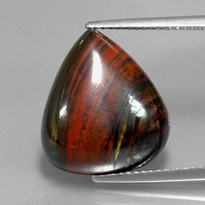 13,07 ctw natürlicher mehrfarbiger Tiger's Eye Matrix, Birnenform, Lichtundurchlässig