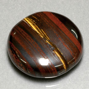 31,63 ctw natürlicher mehrfarbiger Tiger's Eye Matrix, Rundschliff, Lichtundurchlässig