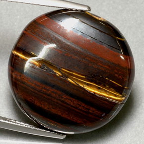 31,63 ctw natürlicher mehrfarbiger Tiger's Eye Matrix, Rundschliff, Lichtundurchlässig