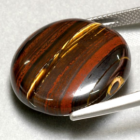 31,63 ctw natürlicher mehrfarbiger Tiger's Eye Matrix, Rundschliff, Lichtundurchlässig