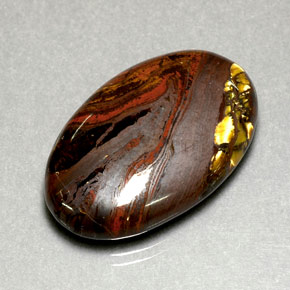35,49 ctw natürlicher mehrfarbiger Tiger's Eye Matrix, Oval Schliff, Lichtundurchlässig