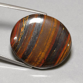 53,09 ctw natürlicher mehrfarbiger Tiger's Eye Matrix, Oval Schliff, Lichtundurchlässig