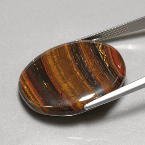 53,09 ctw natürlicher mehrfarbiger Tiger's Eye Matrix, Oval Schliff, Lichtundurchlässig
