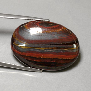 45,58 ctw natürlicher mehrfarbiger Tiger's Eye Matrix, Oval Schliff, Lichtundurchlässig