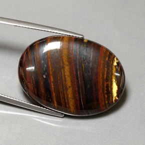 43,53 ctw natürlicher mehrfarbiger Tiger's Eye Matrix, Oval Schliff, Lichtundurchlässig