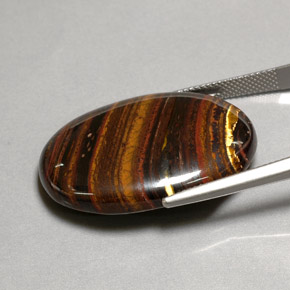 43,53 ctw natürlicher mehrfarbiger Tiger's Eye Matrix, Oval Schliff, Lichtundurchlässig