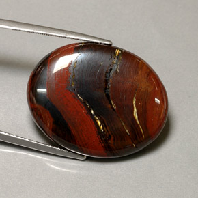 41,60 ctw natürlicher mehrfarbiger Tiger's Eye Matrix, Oval Schliff, Lichtundurchlässig