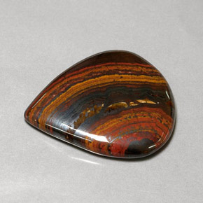 37,44 ctw natürlicher mehrfarbiger Tiger's Eye Matrix, Birnenform, Lichtundurchlässig