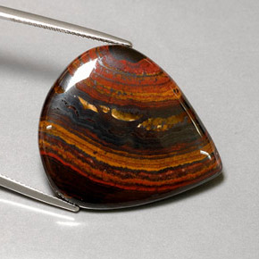 37,44 ctw natürlicher mehrfarbiger Tiger's Eye Matrix, Birnenform, Lichtundurchlässig