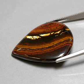 37,44 ctw natürlicher mehrfarbiger Tiger's Eye Matrix, Birnenform, Lichtundurchlässig