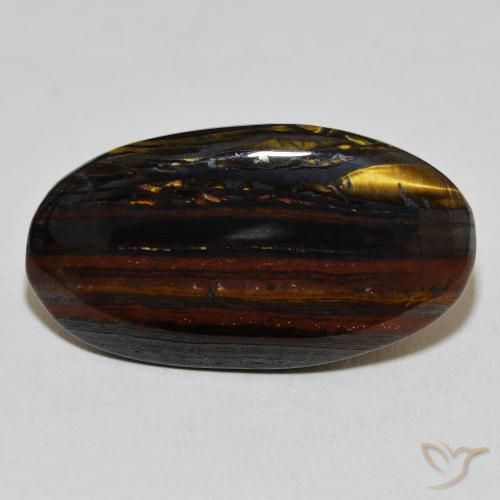 23.48ct Natürlicher Mehrfarbig Tigerauge-Matrix, Oval, Lichtundurchlässig