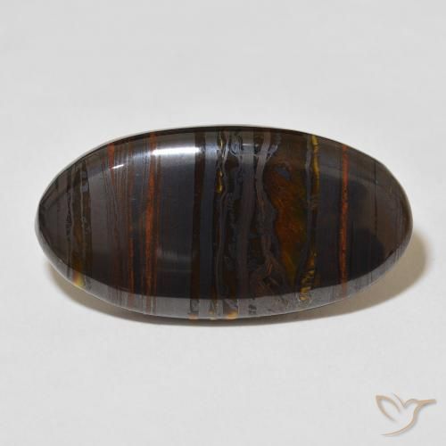 36.56ct Natürlicher Mehrfarbig Tigerauge-Matrix, Oval, Lichtundurchlässig