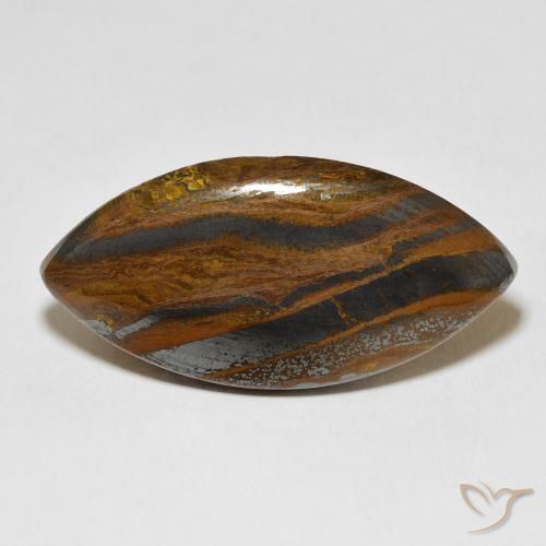 58.70ct Natürlicher gelblich-braun Tigerauge Matrix, Marquise, Lichtundurchlässig