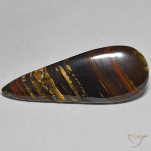 25.73ct Natürlicher Mehrfarbig Tigerauge-Matrix, Birnenform, Lichtundurchlässig