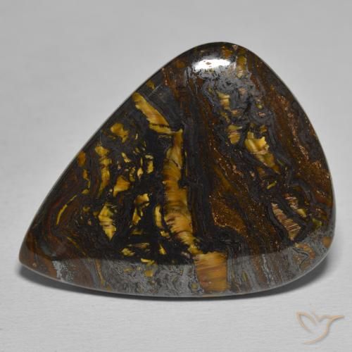 48.89ct Natürlicher Mehrfarbig Tigerauge-Matrix, Birnenform, Lichtundurchlässig