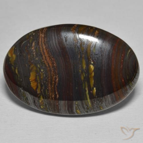 35.34ct Natürlicher Mehrfarbig Tigerauge Matrix, Oval, Lichtundurchlässig