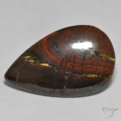 33.40ct Natürlicher Mehrfarbig Tigerauge-Matrix, Birnenform, Lichtundurchlässig