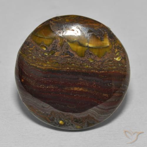 34.30ct Natürlicher Mehrfarbig Tigerauge-Matrix, Runden, Lichtundurchlässig