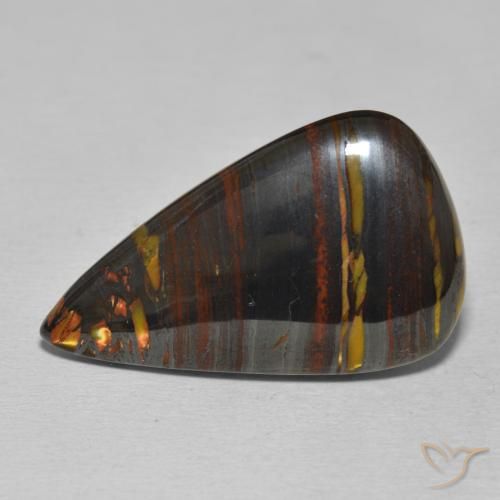 25.45ct Natürlicher Mehrfarbig Tigerauge-Matrix, Birnenform, Lichtundurchlässig