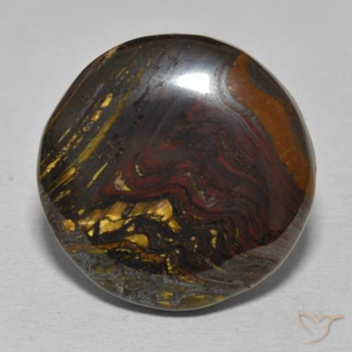 33.67ct Natürlicher Mehrfarbig Tigerauge-Matrix, Runden, Lichtundurchlässig, Photo A