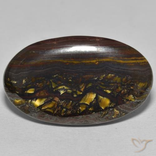46.05ct Natürlicher Mehrfarbig Tigerauge-Matrix, Oval, Lichtundurchlässig