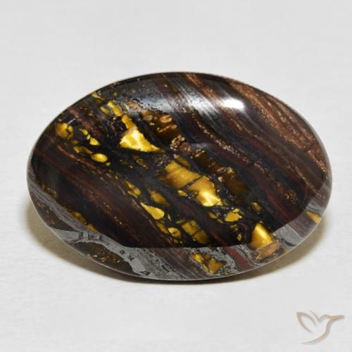21.43ct Natürlicher Mehrfarbig Tigerauge Matrix, Oval, Lichtundurchlässig