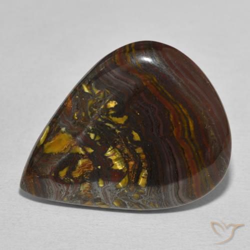 27.44ct Natürlicher Mehrfarbig Tigerauge-Matrix, Birnenform, Lichtundurchlässig