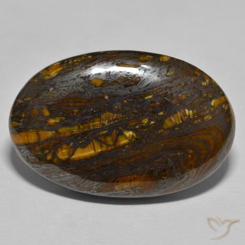 55.99ct Natürlicher Warmes Braun Tigerauge Matrix, Oval, Lichtundurchlässig
