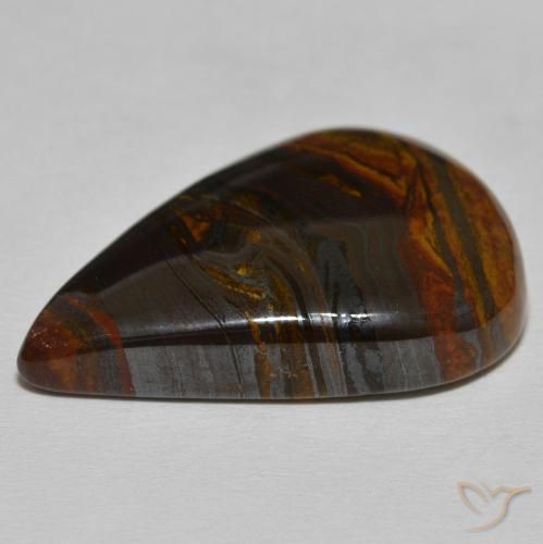9,17 ctw natürlicher Medium Dark-Brown Tigerauge-Matrix, Birnenform, Lichtundurchlässig