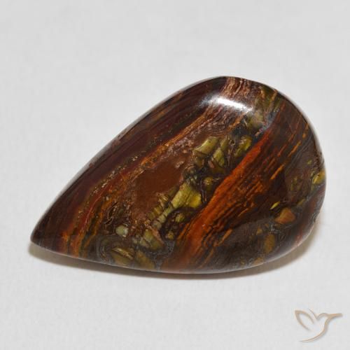 25.27ct Natürlicher Mehrfarbig Tigerauge-Matrix, Birnenform, Lichtundurchlässig