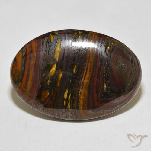 45.39ct Natürlicher Mehrfarbig Tigerauge-Matrix, Oval, Lichtundurchlässig