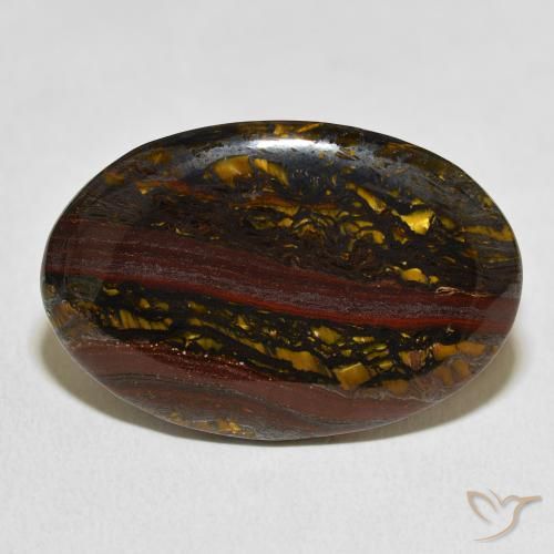 21.99ct Natürlicher Mehrfarbig Tigerauge Matrix, Oval, Lichtundurchlässig, Photo A