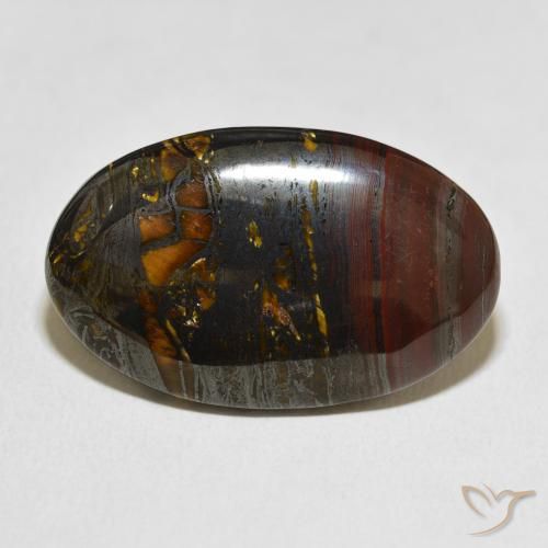 36.40ct Natürlicher Mehrfarbig Tigerauge-Matrix, Oval, Lichtundurchlässig