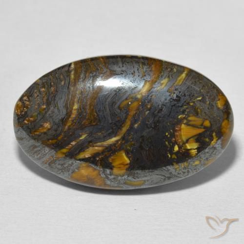 28.53ct Natürlicher Mehrfarbig Tigerauge-Matrix, Oval, Lichtundurchlässig