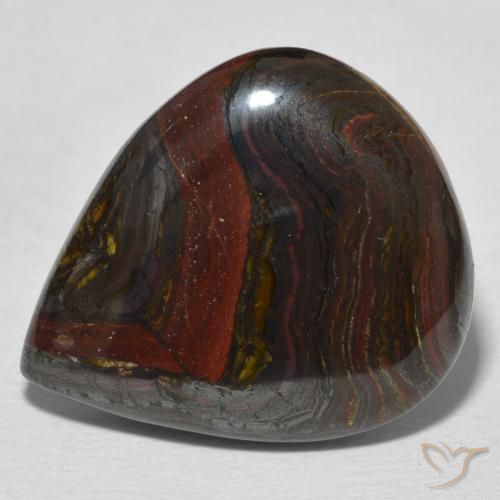 21.77ct Natürlicher Mehrfarbig Tigerauge-Matrix, Birnenform, Lichtundurchlässig